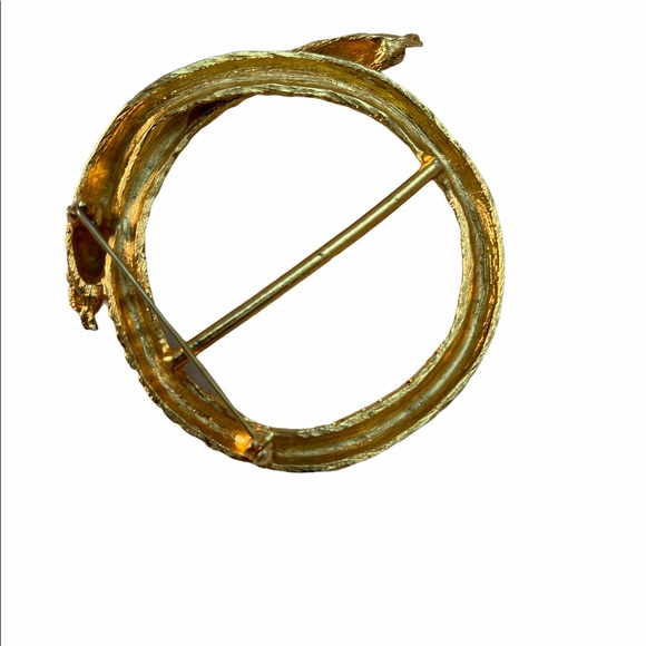 Vintage Gold finish metal SNAKE scarf clip brooch - Picture 2 of 5